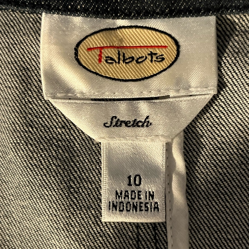 Talbots Vintage Dark Denim Women's Aberdeen Blazer Cotton Spandex 3/4 Sleeves 10 - Picture 15 of 16